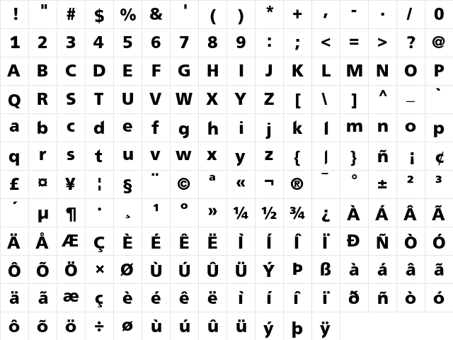 FreewayBlack Regular font glyphpreview