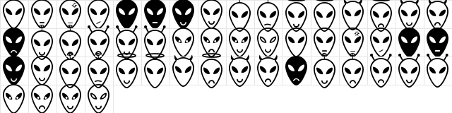 Alien faces St Regular font glyphpreview