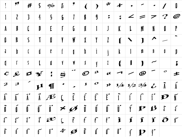 Coast Regular font glyphpreview