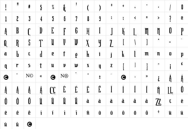 Luncheonette Regular font glyphpreview