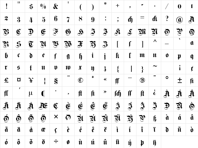 DS Fette Kanzlei OsF Regular font glyphpreview