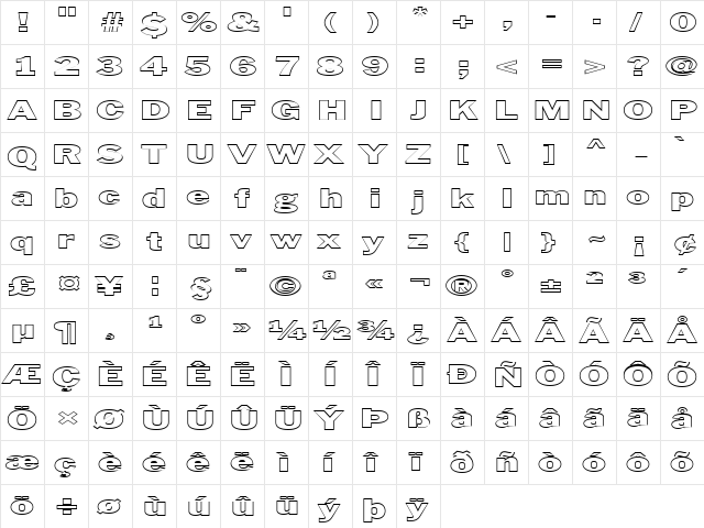 FZ BASIC 56 HOLLOW EX Normal font glyphpreview