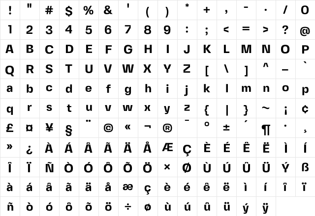 Fivo Sans Modern Regular font glyphpreview