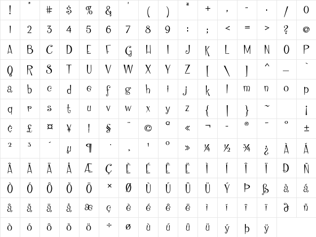 Cinderella ITC Std Regular font glyphpreview
