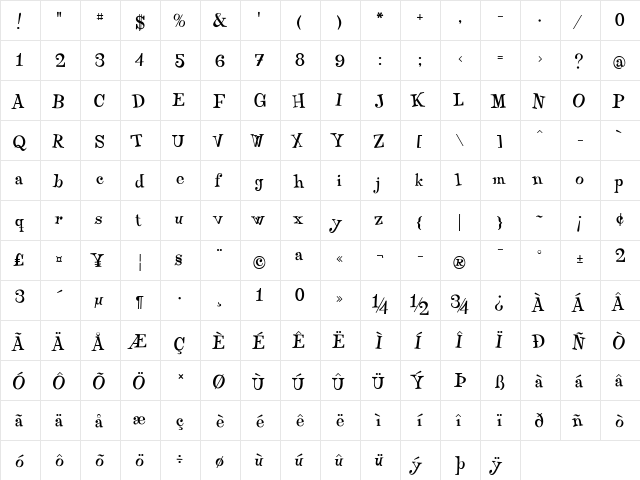 Qraxy Regular font glyphpreview
