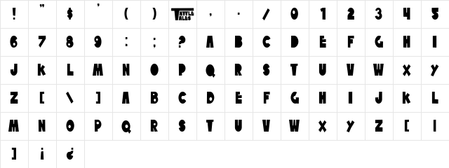 SF Tattle Tales Condensed Regular font glyphpreview