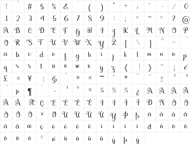 Seelyn Regular font glyphpreview