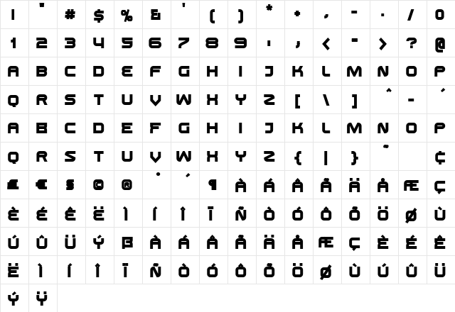 SwiszBlack Regular font glyphpreview