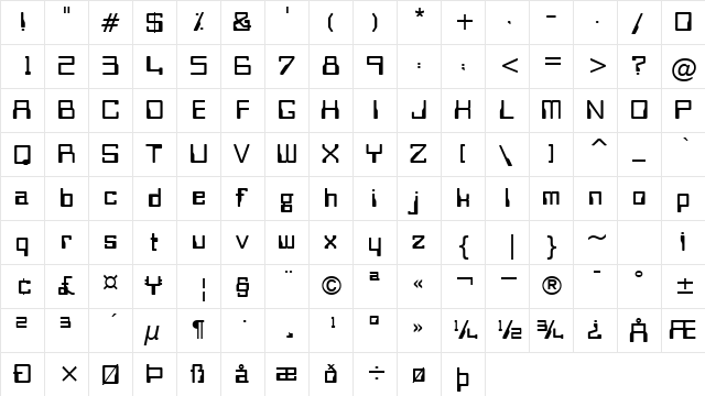 Futuristic Normal font glyphpreview