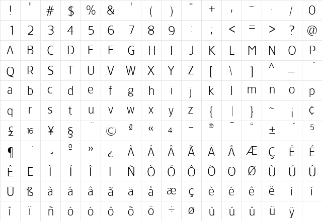 TFForever Light font glyphpreview