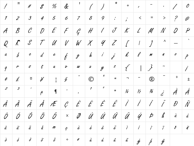 Freestyle Script Std Regular font glyphpreview