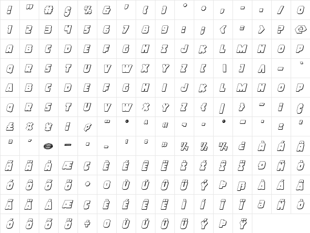 Frost Giant 3D Italic Italic font glyphpreview