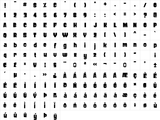 FROS BOLD Regular font glyphpreview