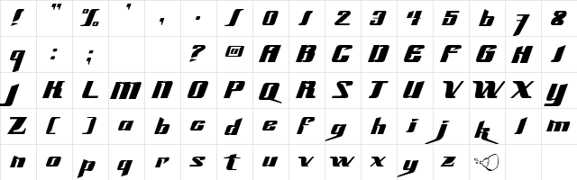 Slick69 Regular font glyphpreview
