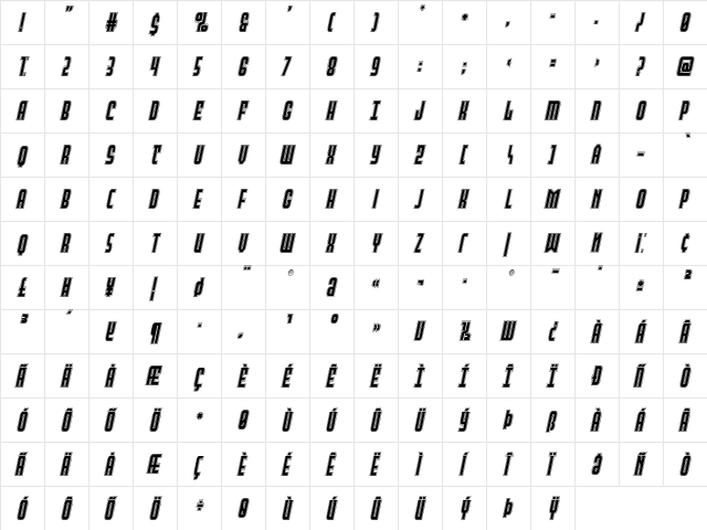 Peace & Houston Academy Italic Regular font glyphpreview