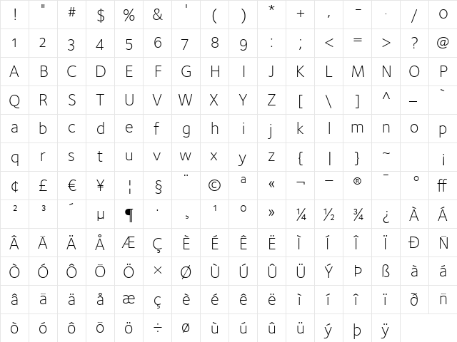 FoundrySterling-LightOSF Regular font glyphpreview