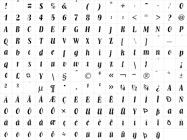 Broach Regular font glyphpreview