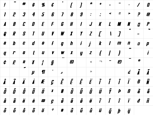 Overseer Oblique Oblique font glyphpreview