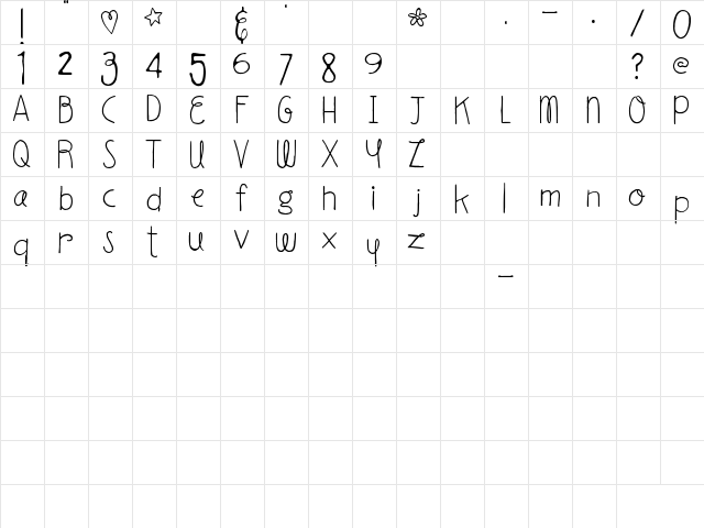 Everytime I Miss You Regular font glyphpreview