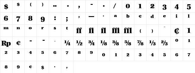 UtopiaExp Black Regular font glyphpreview