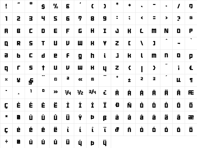 Aquasky20ALP Regular font glyphpreview