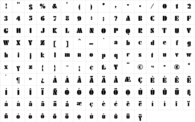 Futura MN Black font glyphpreview