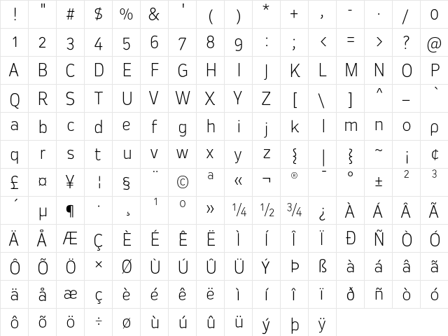 Oceania Display Light font glyphpreview