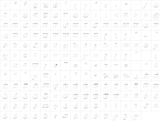 SaddlebagOutline Italic font glyphpreview