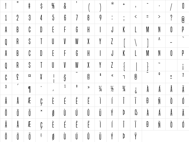 Built Titling Light font glyphpreview