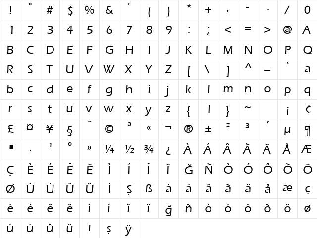 TR ErieLight Bold font glyphpreview