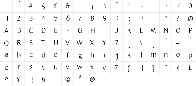 Trebble Regular font glyphpreview