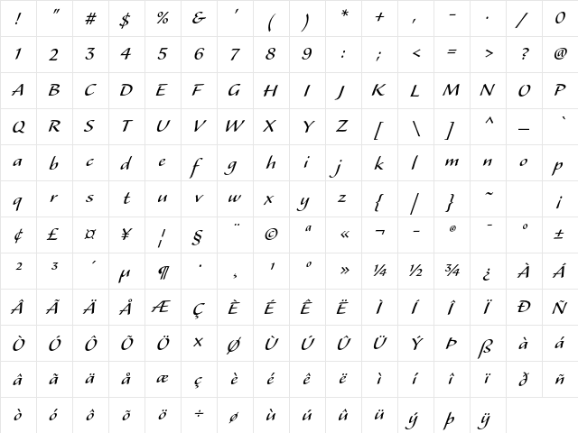 Alexa Std Regular font glyphpreview