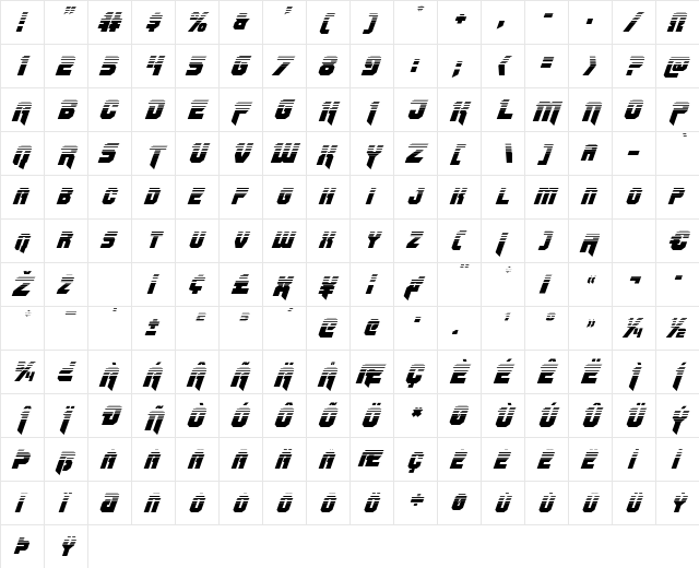 OmegaForce Twotone Italic Italic font glyphpreview