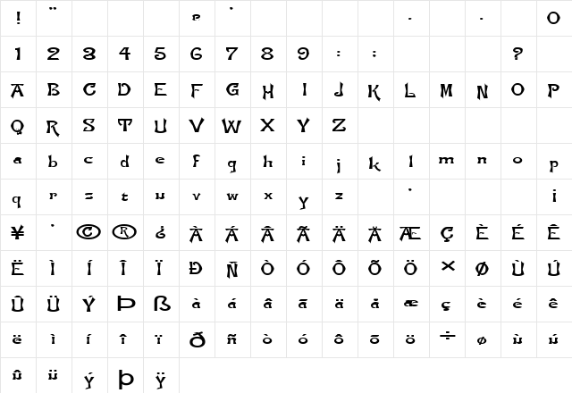 FZ JAZZY 21 EX Normal font glyphpreview