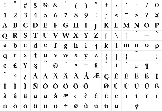 Stone Serif Semi Bold Regular font glyphpreview