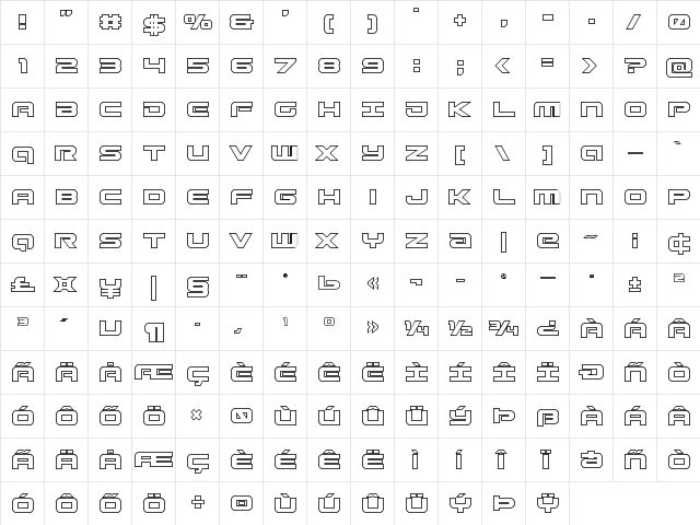 Gunship Outline Outline font glyphpreview