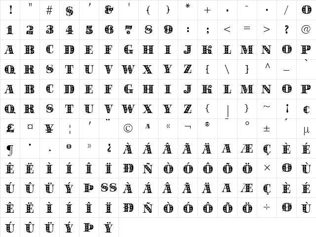 Saphir Regular font glyphpreview