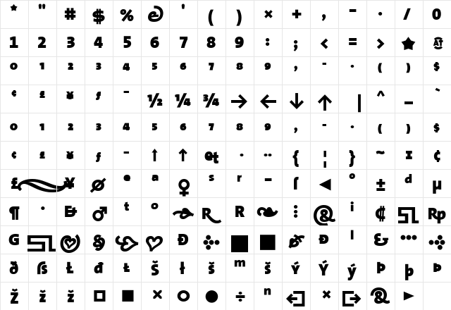 TheSans Black font glyphpreview