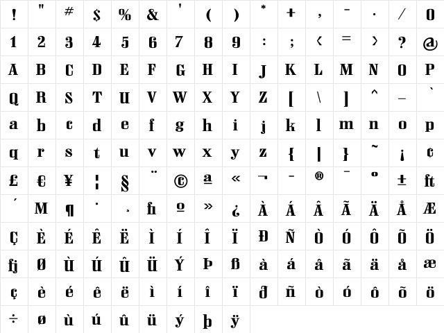 Frisco Regular font glyphpreview