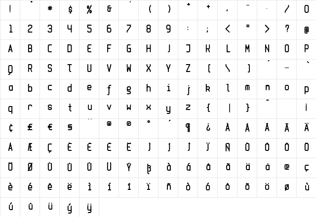 MonoBlack Regular font glyphpreview