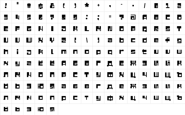 QuaziMode Regular font glyphpreview