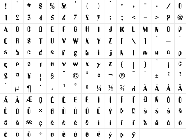 AmeliaICG Regular font glyphpreview