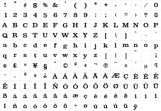 Clarendon-Serial-Medium Regular font glyphpreview