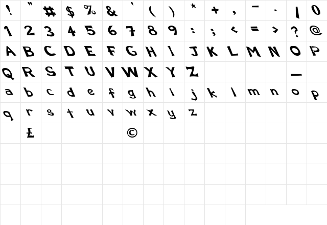 Schwarz Wald Extreme Leftie Regular font glyphpreview