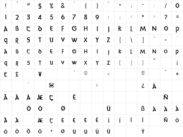 Sheila 1 Regular font glyphpreview