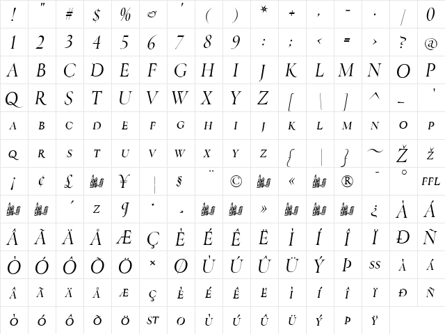 ThrohandRegular Regular font glyphpreview