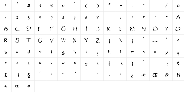 FZ WACKY 13 Normal font glyphpreview