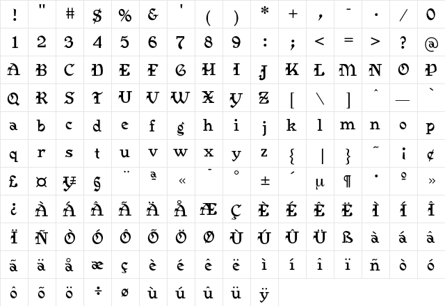Castle Regular font glyphpreview