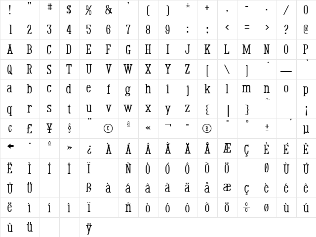 Renslaer Regular font glyphpreview