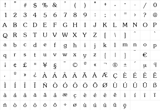 Sunset-Light Regular font glyphpreview